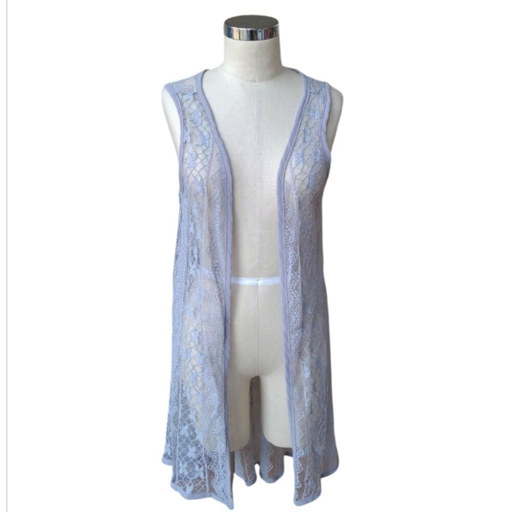 NWT Arianna Howards Floral Lace Boho Kimono Beach Coverup Resort Wear Duster OS